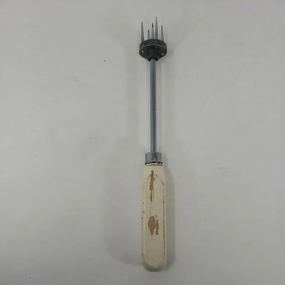 CHIP CHOP Ice Cube Crusher Pick Vintage  c1940s  Spring Loaded Wood Handle Apex